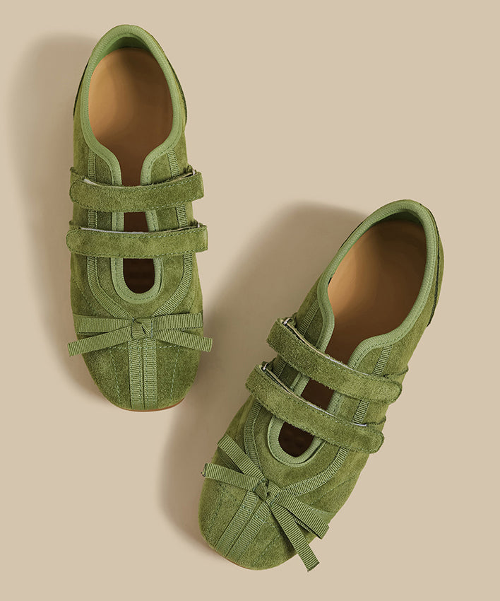 Rose Suede Splicing Flat Shoes for