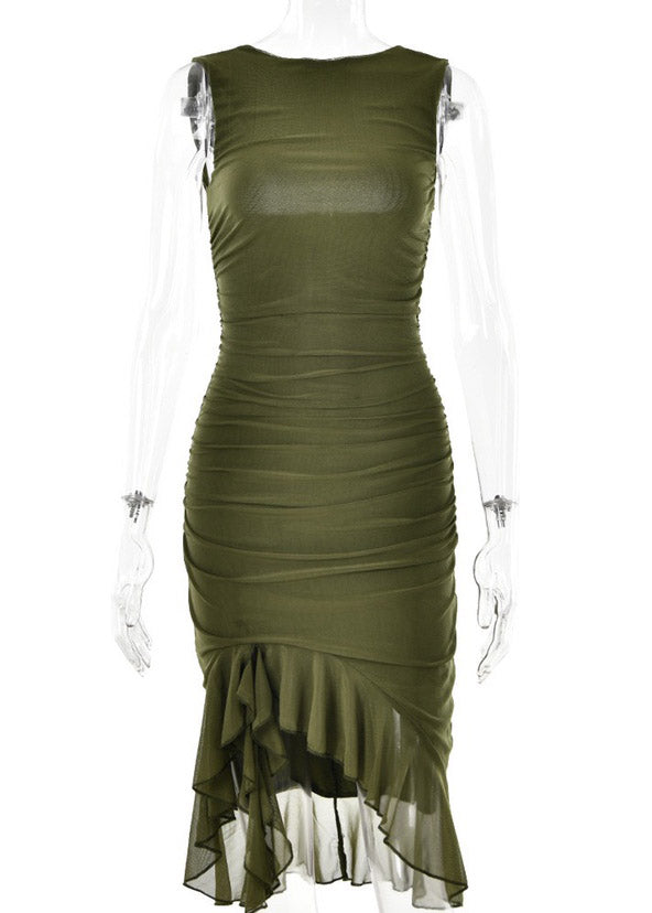 Ruched Dress Robe Summer Backless Club Party Dress