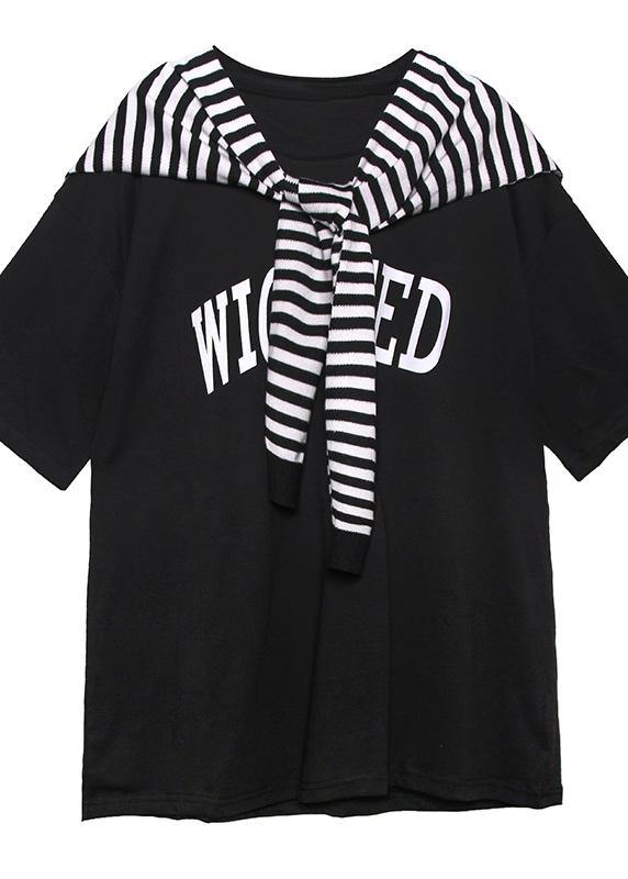 Short-sleeved T-shirt Summer Dress Loose Large Size Compassionate Two-piece Shirt With Shawl