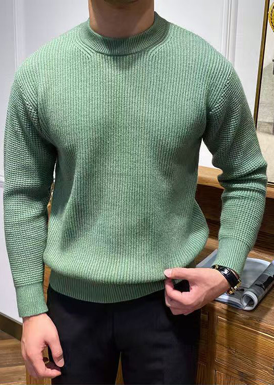 Simple Beige O Neck Knit Sweater Spring