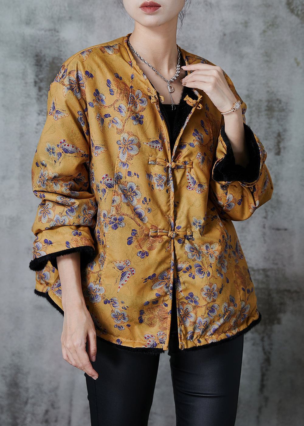 Simple Black Oversized Faux Mink Hair Wear on Both Sides Coats Spring