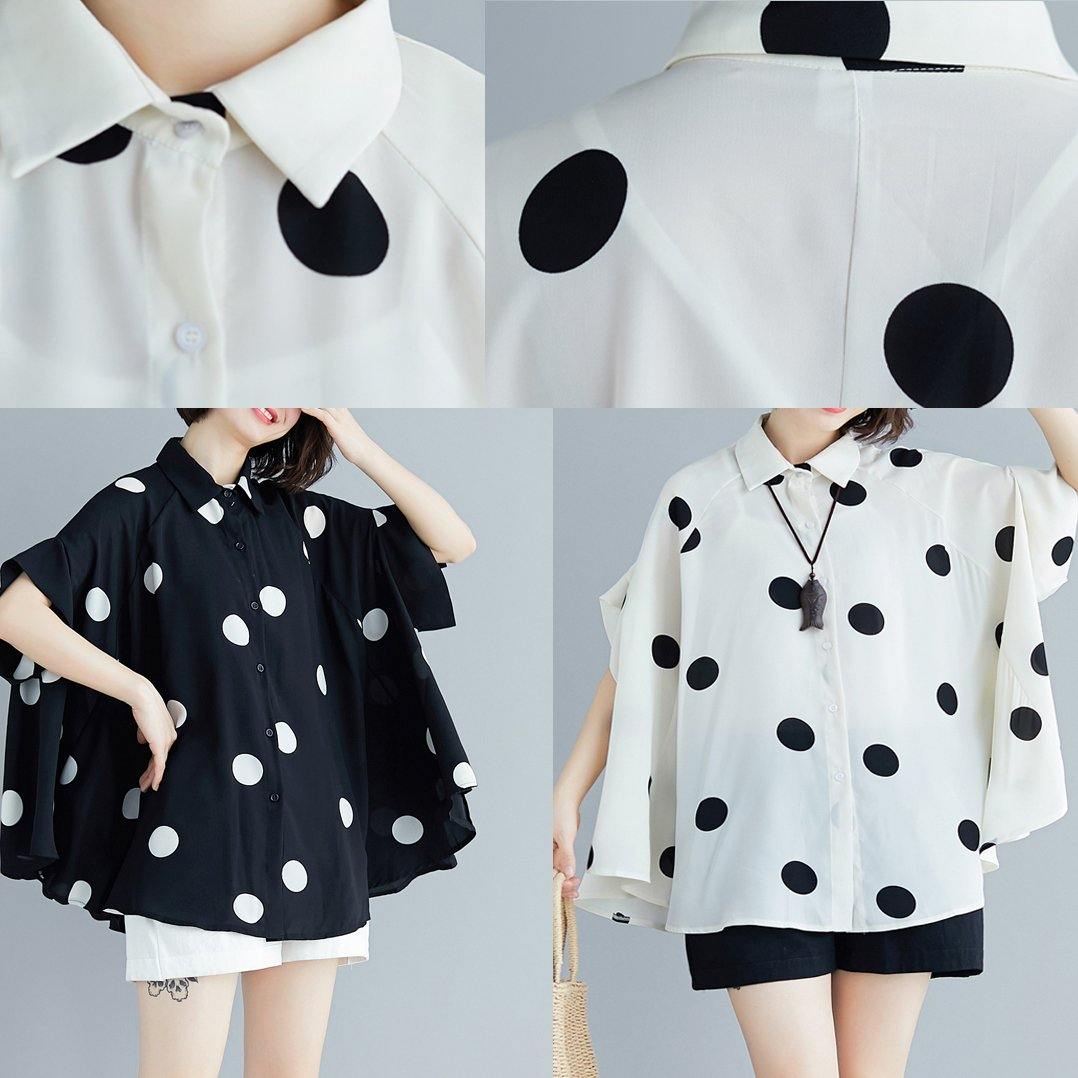 Simple Lapel Chiffon Kaftans Pakistani White Dotted Shirt Summer