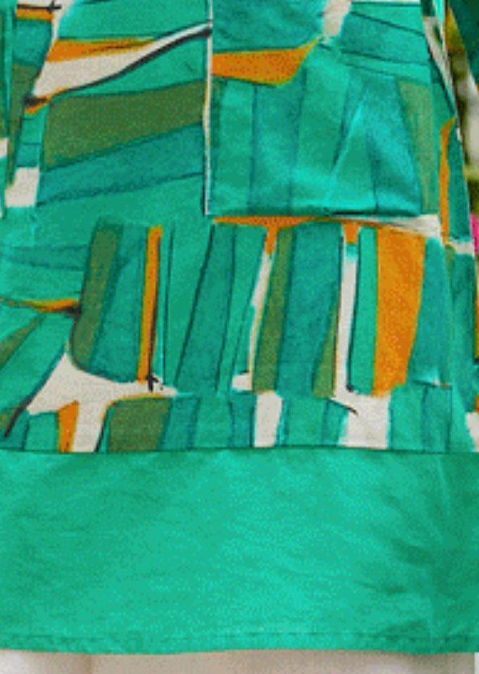 Simple O Neck Patchwork Pockets Linen Tunic Pattern Christmas Gifts Green Print Blouse Summer