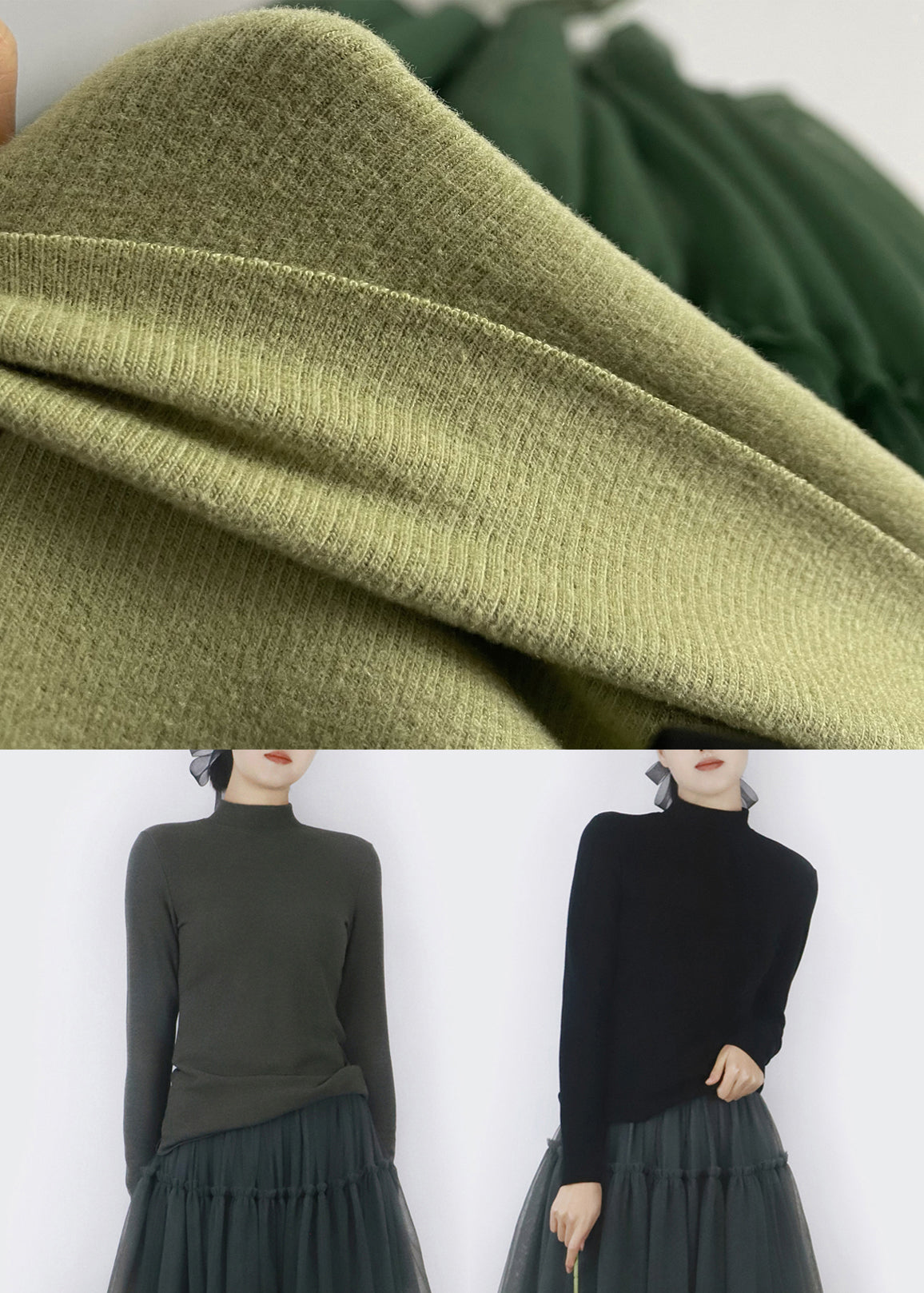 Slim Fit Green Thick Solid T Shirt Tops
