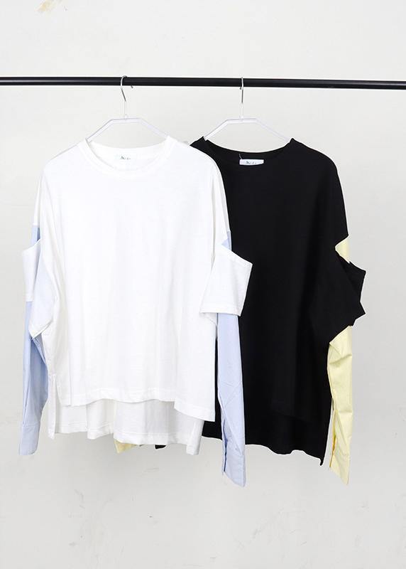Street White Patchwork O-Neck Sweatshirt