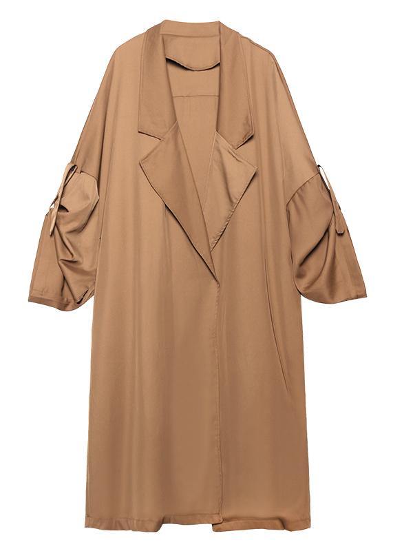 Style Notched Pockets Fine Long Coat Sblack Oversized Coats
