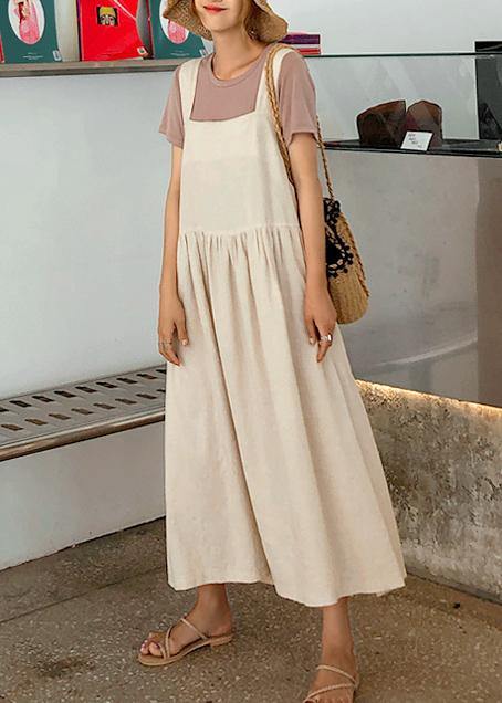Style Spaghetti Strap Cinched Linen Cotton Clothes for Sewing Black Dress