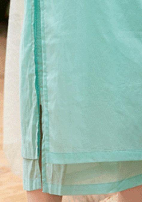 Style Light Green Cotton Tunics Half Sleeve O Neck Traveling Summer Dress