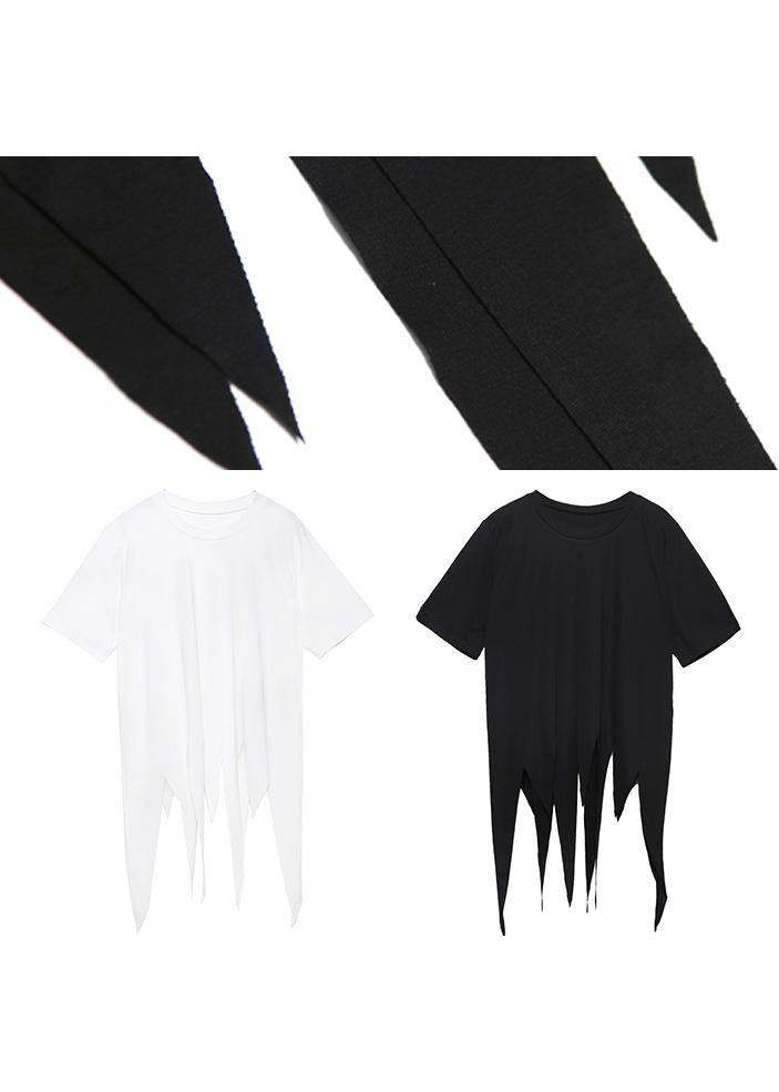 Style O Neck Asymmetric Summer Tunics for Work Outfits Black Top