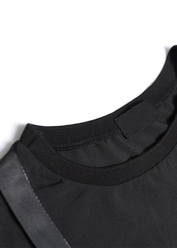 Style Patchwork Tassel Cotton Clothes Black Dresses Summer