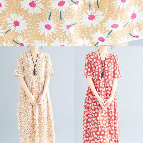 Style Red Chiffon Clothes V Neck Loose Summer Dresses