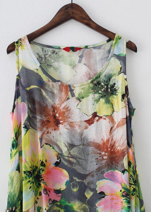 Summer Loose National Style Sleeveless Cotton Vest Long Dress