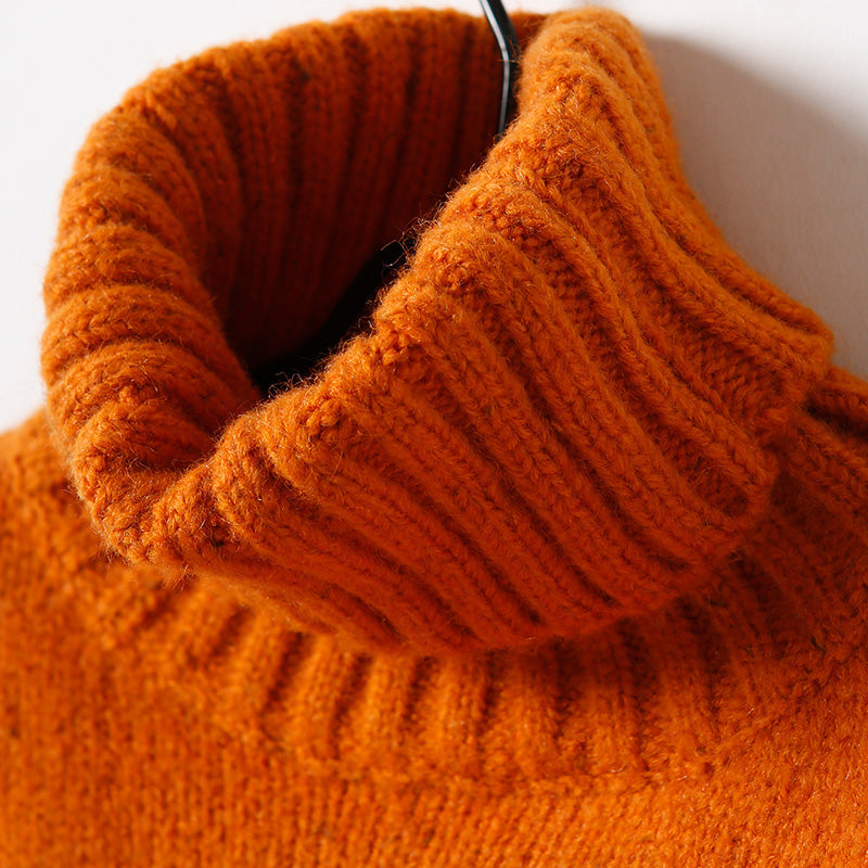 Sweater Dress High Neck Yellow Tunic Knit Dress Fall Side Open