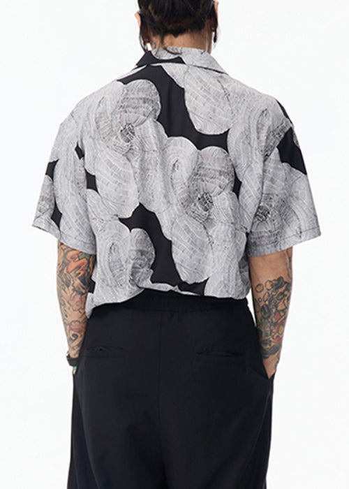 Unique Grey Peter Pan Collar Original Design Cotton Shirt Summer