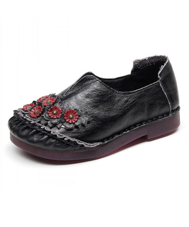 Unique Splicing Flat Shoes for Red Cowhide Leather