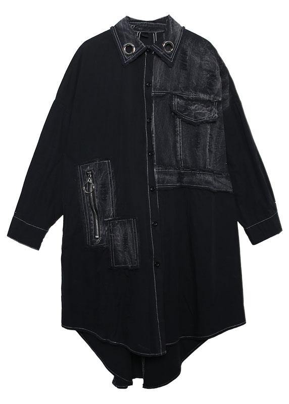 Unique Asymmetric Hem Fine Outfit Black Art Coats Fall