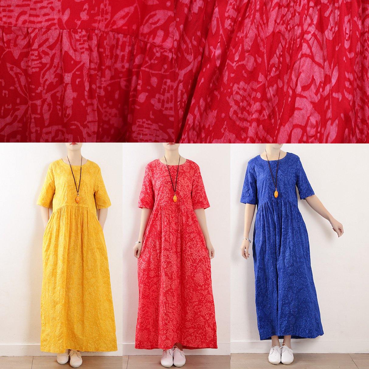 Unique Half Sleeve Linen Clothes for Sewing Summer Dresses Blue