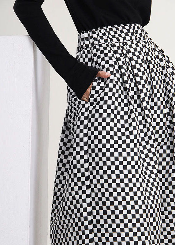 Colorblock Plaid Print Loose a Line Skirts Spring