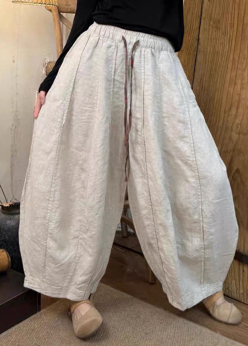 Green Oversized Patchwork Linen Harem Pants Summer