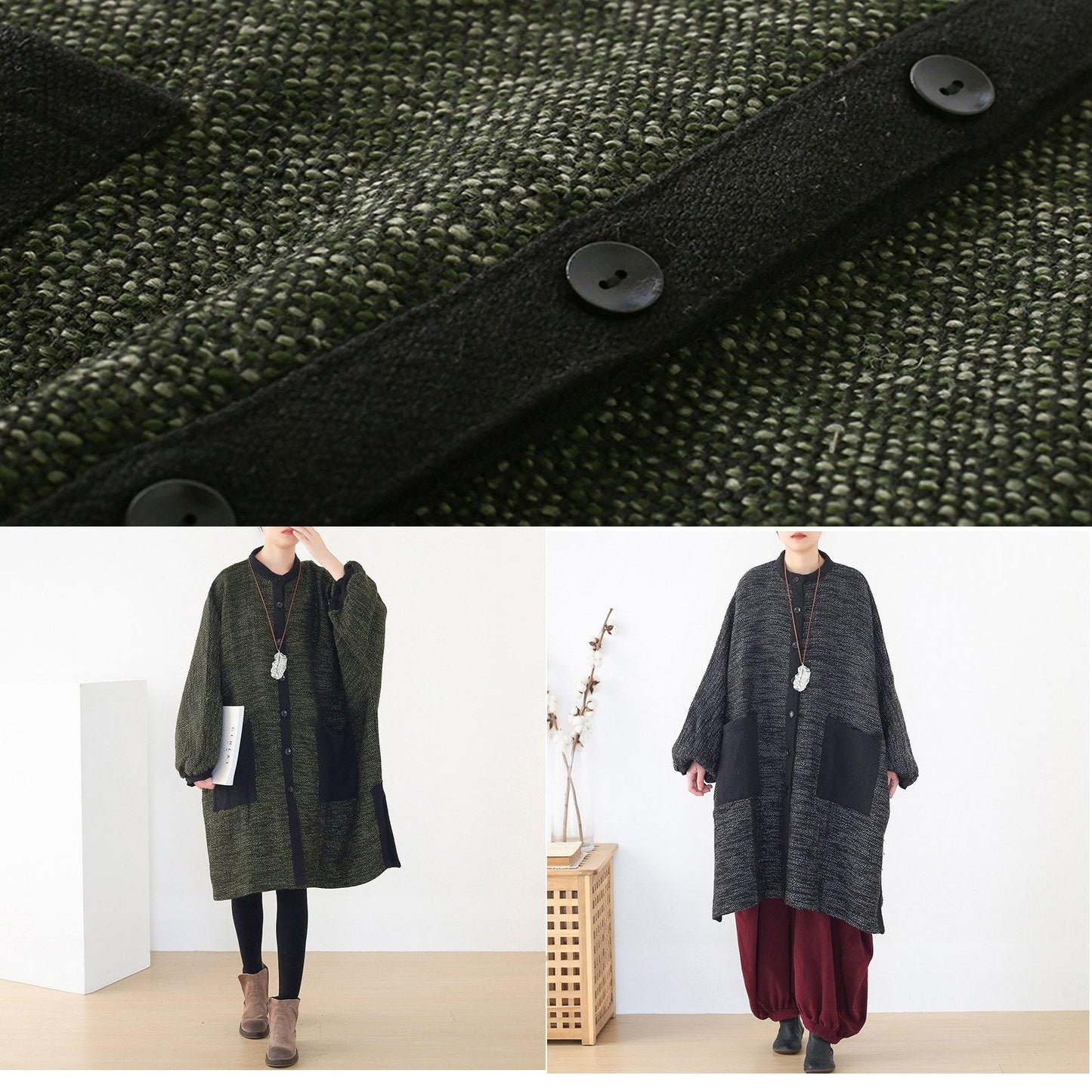 Black Knitted Outwear Wild O Neck Knit Sweat Tops