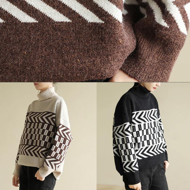 High Neck Black Knit Tops Clothing Wild Sweater Tops