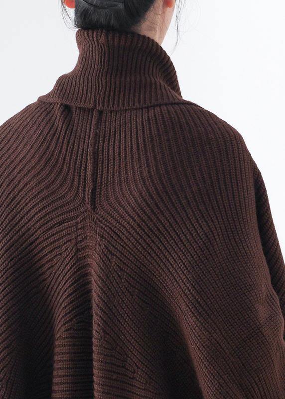 Knit Sweat Tops Chocolate V Neck Batwing Sleeve Coats