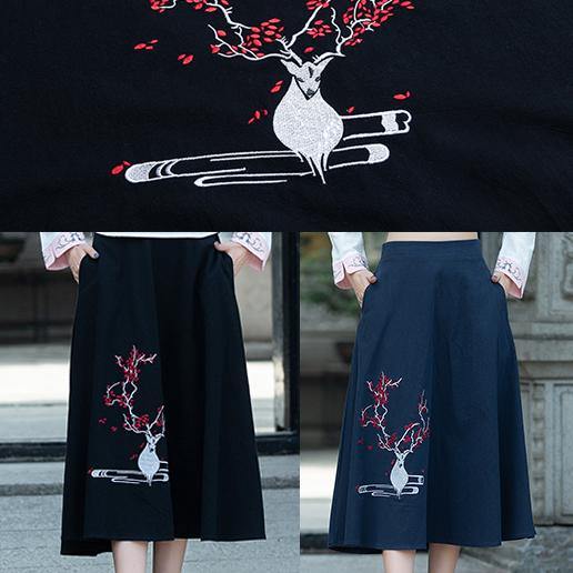 Vivid a Line Skirts Cotton Drops Design Runway Black Embroidery Short Skirt Summer