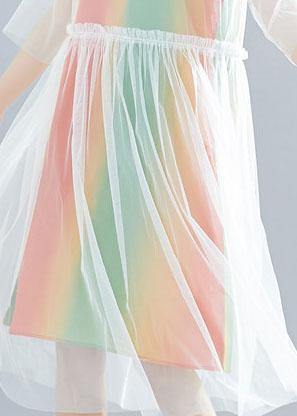 Vivid Half Sleeve Tulle Quilting Clothes Pattern White Dress Summer