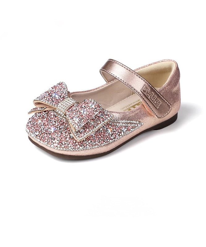 Vogue Silvery Bow Silvery Splicing Buckle Strap Flat Feet Shoes