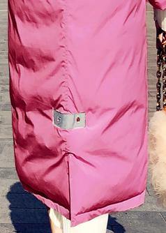 Warm Loose Fitting Parka Jackets Pink Hooded Zippered Down Coat Winter