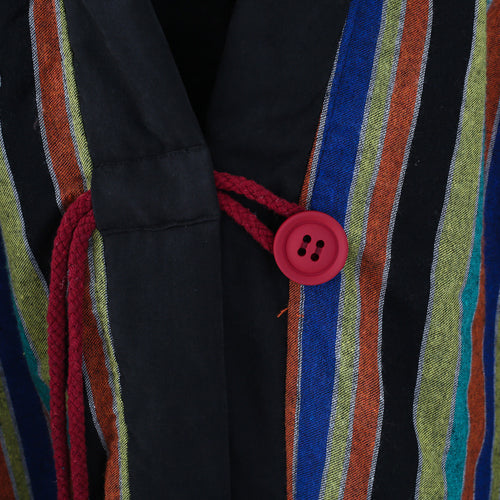Warm Orange Striped Parka Quilted Coat Hooded