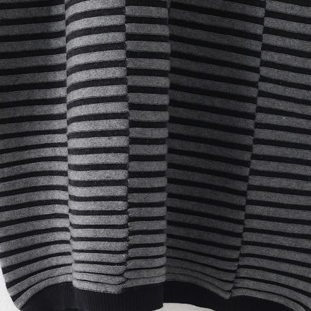 Warm Striped Knit Dresses Patchwork Sweater Gray Pullover Sweater