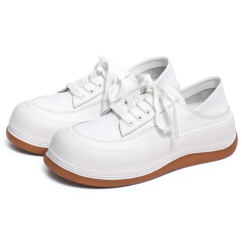 White Flat Shoes Faux Leather Cross Strap Flat Feet Shoes