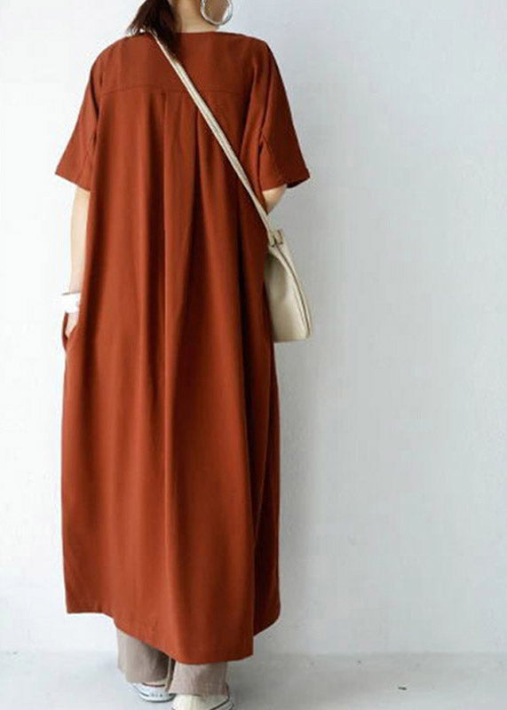 Black V Neck Button Maxi Dress Short Sleeve