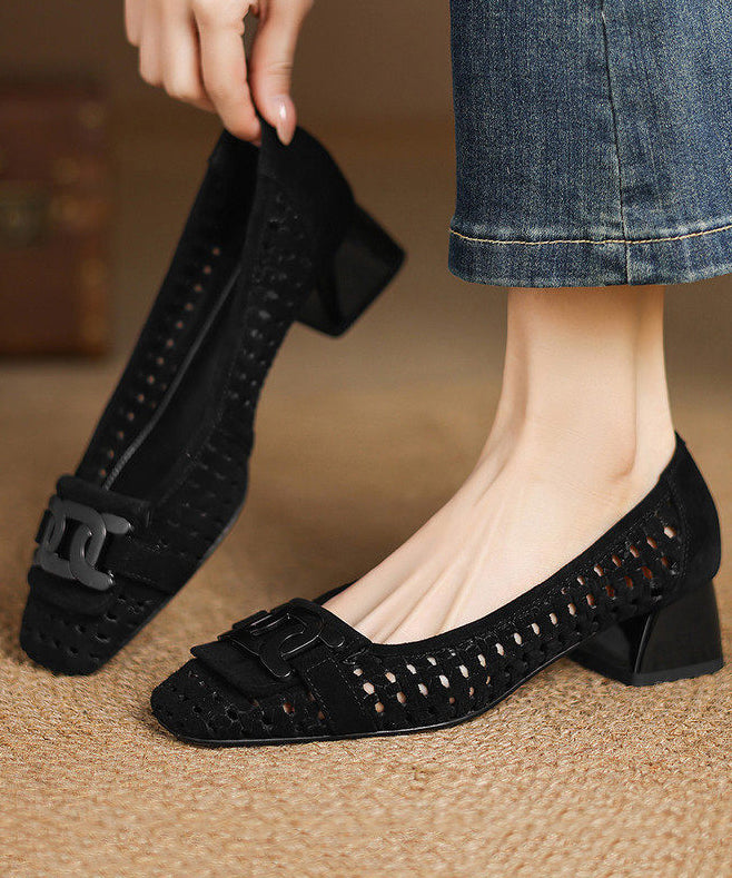 Blue Sandals Hollow Out Chunky Sandals