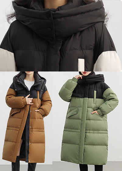 Coffee Oversized Patchwork Duck Down Puffers Jackets Winter