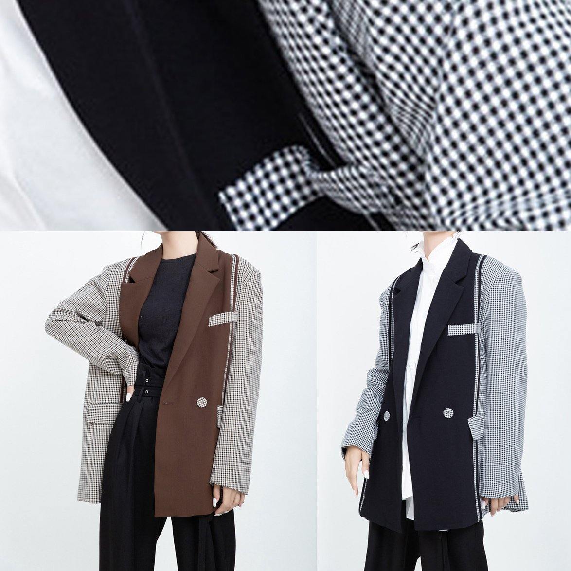Patchwork Coats Khaki Art Outwear