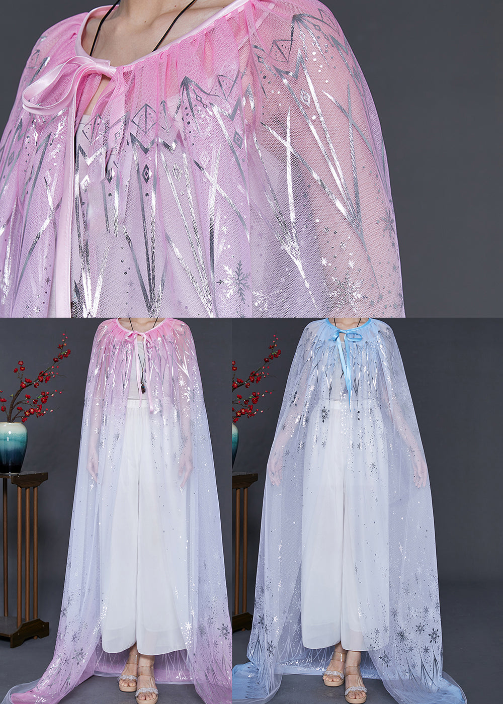 Gradient Pink Oversized Silk Holiday Cloak Summer