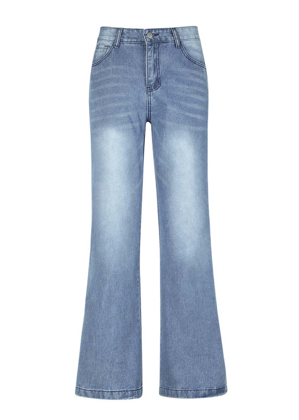 Light Blue Oversized Original Design Denim Wide Leg Pants Summer