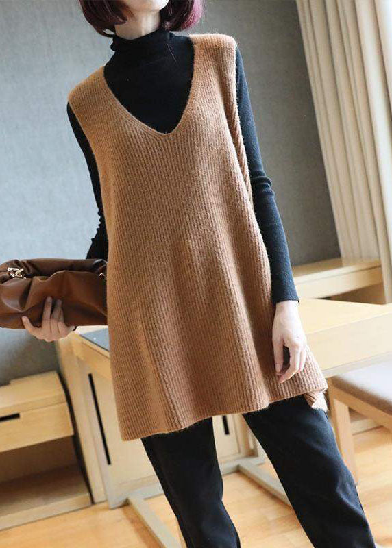 Mulberry V Neck Oversized Knit Vest Tops Sleeveless
