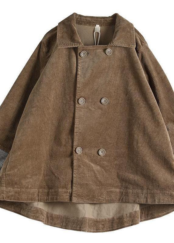 Notched Fine Spring Coats Blouses Khaki Loose Outwear