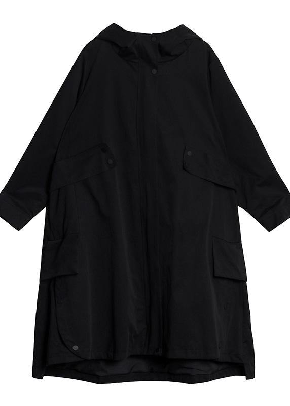 Black Fine Clothes Photography Hooded Zippered Fall Coats