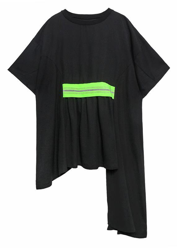 Black Clothes O Neck Asymmetric Art Dresses