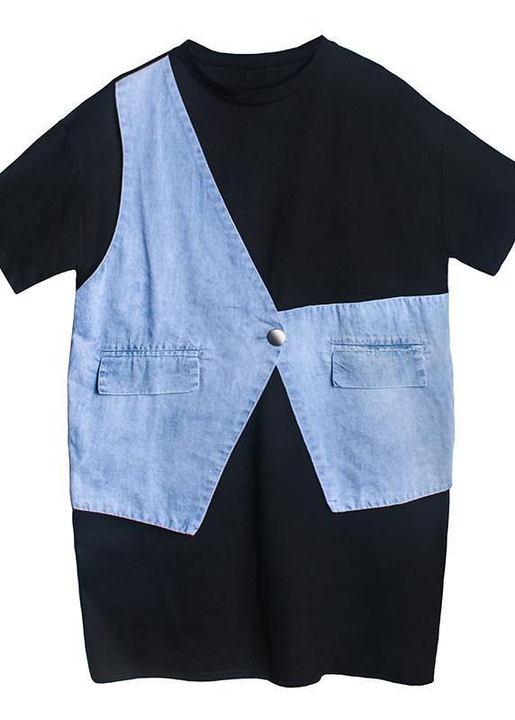 Black Outfit O Neck Patchwork Summer Dresses