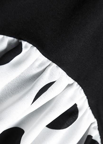 Black Patchwork Cotton Clothes Bracelet Sleeved Art Summer Dresses