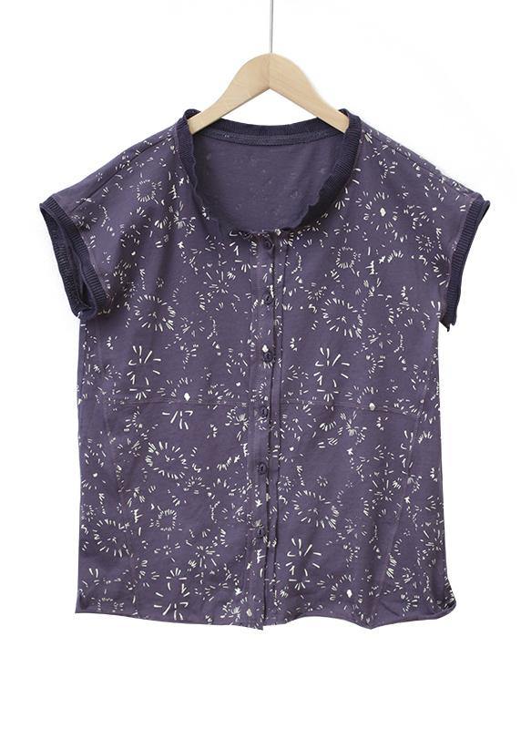 Cotton Tops Stand Collar Silhouette Summer Shirt