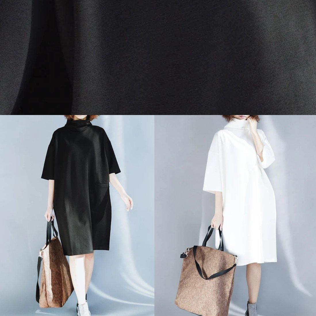 High Neck Half Sleeve Cotton Tunics Design Black Dresses