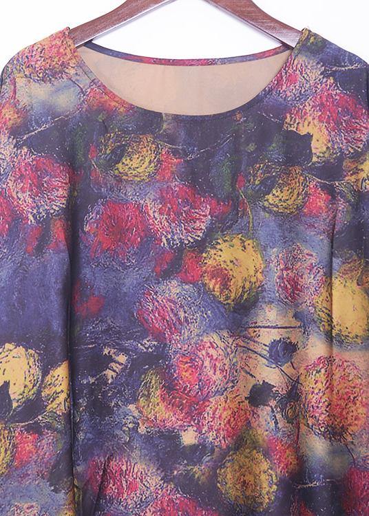 O Neck Chiffon Summer Dress Korea Ideas Black Purple Print Long Dresses