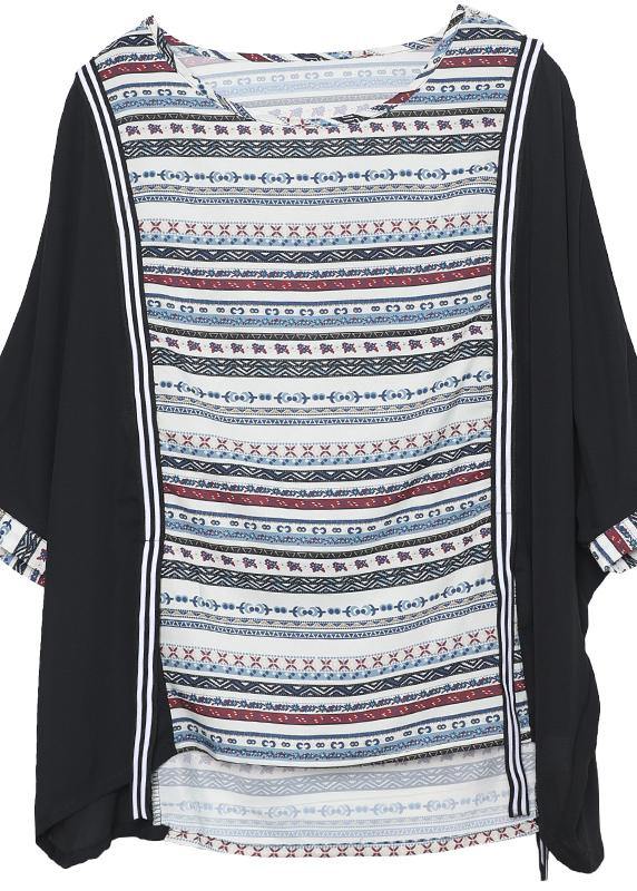 O Neck Patchwork Top Silhouette Photography Black Shirts