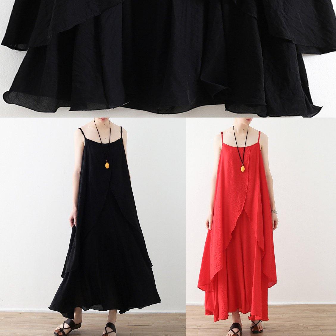 Red Dresses Spaghetti Strap Asymmetric Loose Summer Dresses